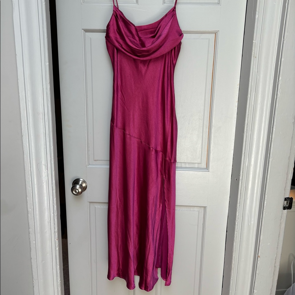Satin fuschia maxi dress